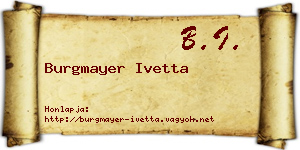 Burgmayer Ivetta névjegykártya